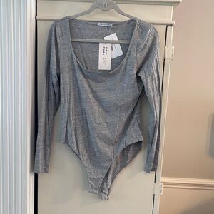 H&M Heather Gray Long Sleeve Bodysuit
